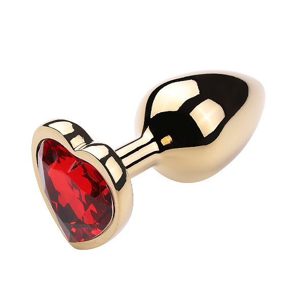 PLUG ANAL DE METAL DOURADO G COM JOIA CORAÇÃO
