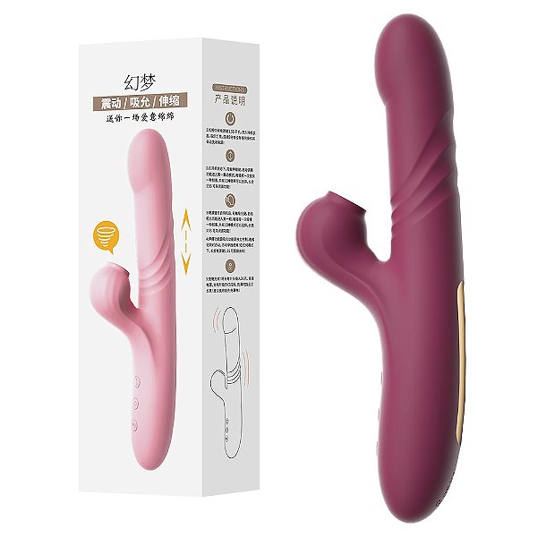 VIBRADOR RECARREGÁVEL DUPLO COM 10 MODOS DE VAI E VEM E 10 PULSAÇÕES PARA O CLITÓRIS LILO VINHO