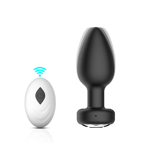PLUG ANAL VIBRADOR RECARREGÁVEL COM 10 MODOS E CONTROLE REMOTO NELLIE PRETO