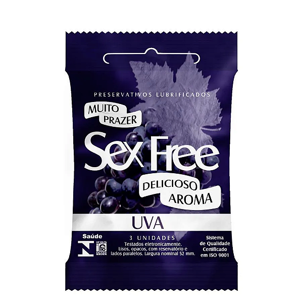 PRESERVATIVOS LUBRIFICADOS SEX FREE UVA 3 UNIDADES