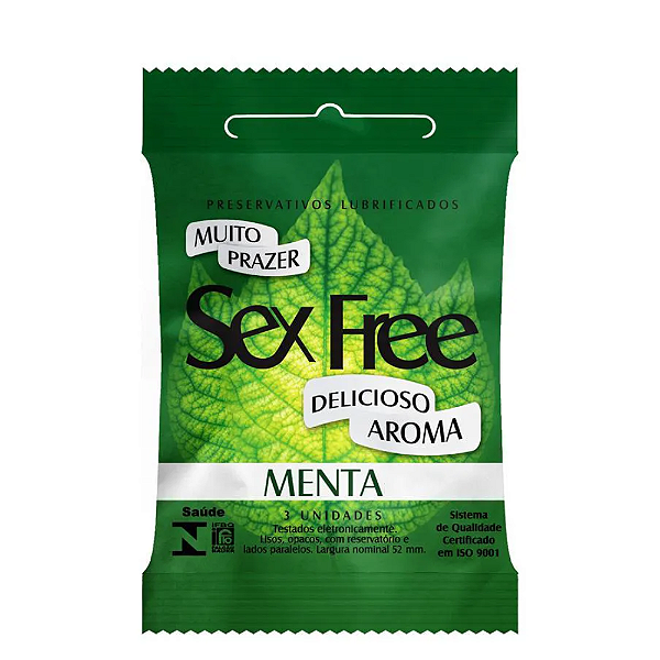 PRESERVATIVOS LUBRIFICADOS SEX FREE MENTA 3 UNIDADES