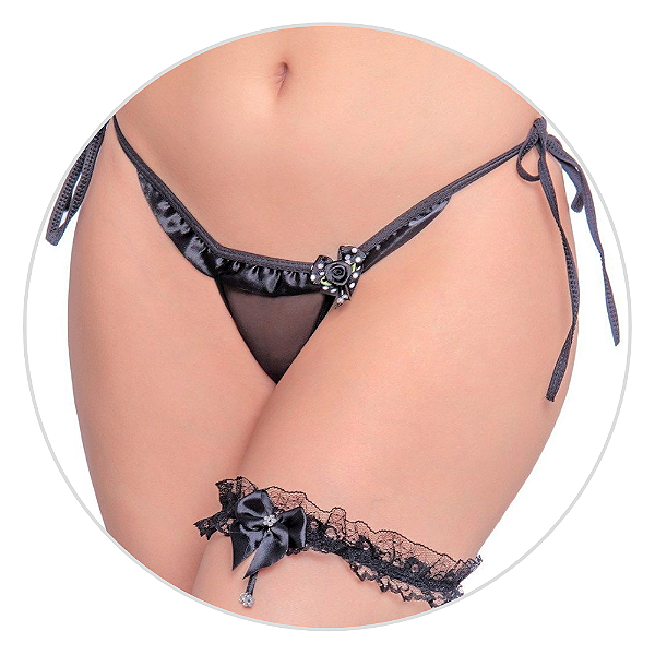 PERSEX DE PERNA RENDADO FINO COM LAÇO PRETO