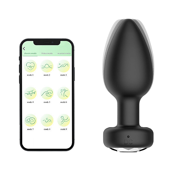 VIBRADOR RECARREGÁVEL PLUG ANAL CONTROLADO POR APLICATIVO COM 10 MODOS DE VIBRAÇÕES PRETO