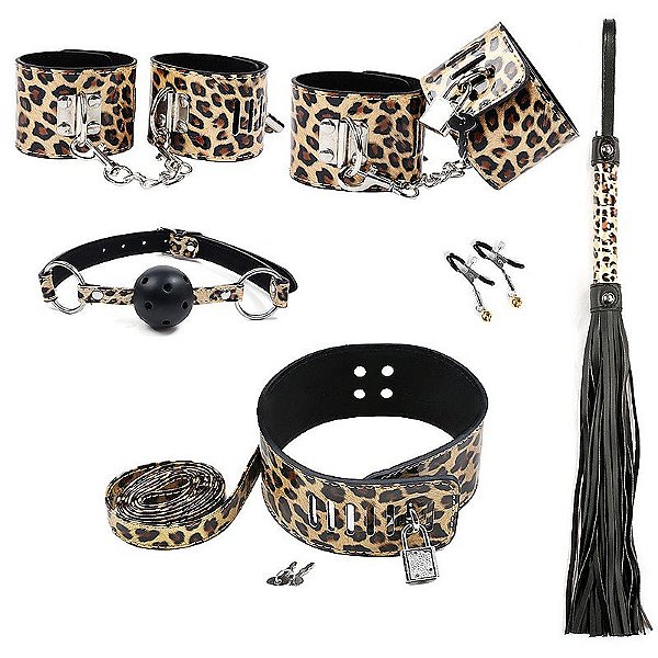 KIT SADO LUXUOSO COM 10 ACESSÓRIOS ONCINHA BONDAGE SI