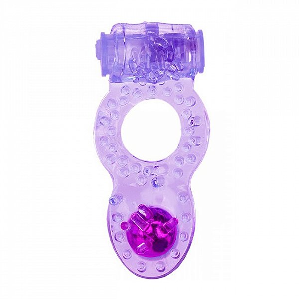 ANEL PENIANO VIBRADOR COM TRIPLA ESTIMULAÇÃO LILÁS