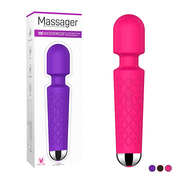 VIBRADOR VARINHA MÁGICA 20 MODOS DE VIBRAÇÃO E 8 NÍVEIS DE VELOCIDADE RECARREGÁVEL MASSAGER CORES