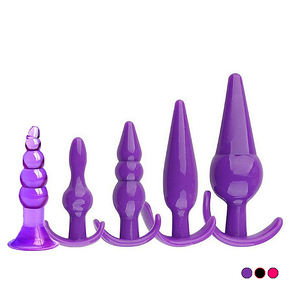 KIT DE PLUGS DILATADORES CÔNICOS COM 5 UNIDADES CORES