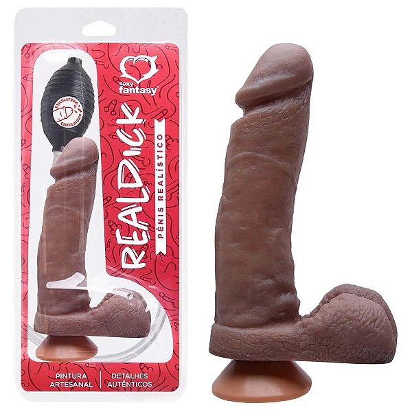 PRÓTESE ULTRA REALÍSTICA EJACULADORA 17 X 4,5CM COM ESCROTO E VENTOSA REAL DICK