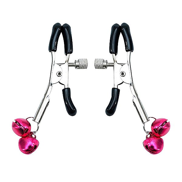 GRAMPOS PRENDEDORES DE MAMILOS COM GUIZOS E REGULADORES DE PRESSÃO PINK
