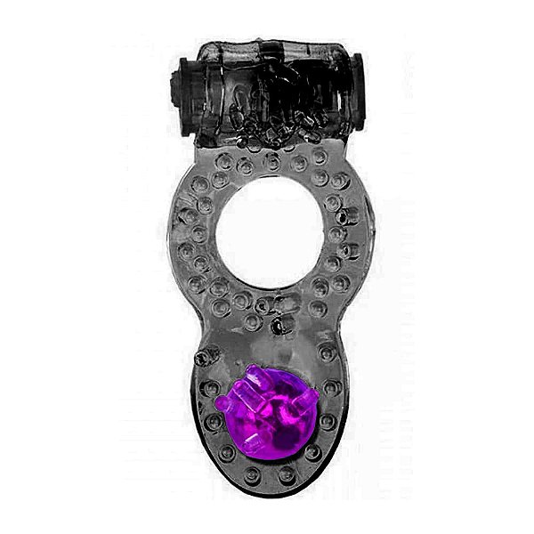 ANEL PENIANO VIBRADOR COM TRIPLA ESTIMULAÇÃO PRETO