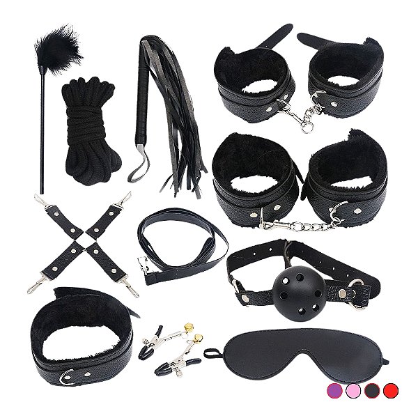 KIT SADO LUXUOSO COM 11 ACESSÓRIOS BONDAGE SI CORES