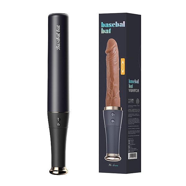 VIBRADOR MULTIFUNCIONAL EM FORMA DE TACO COM PÊNIS E LÍNGUA ESTIMULADORA RECARREGÁVEL COM 10 VIBRAÇÕES 10 MOVIMENTOS E 10 ESTIMULAÇÕES BASEBAL BAT