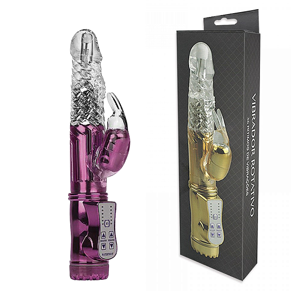 VIBRADOR RECARREGÁVEL ROTATIVO COM 36 FUNÇÕES VIBRATÓRIAS E CONTROLE DE ROTAÇÕES RABBIT ROXO