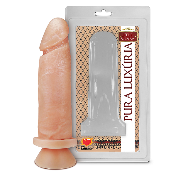 PRÓTESE REALÍSTICA EM SILICONE 15,3 X 4,5CM COM VENTOSA BEGE PURA LUXÚRIA