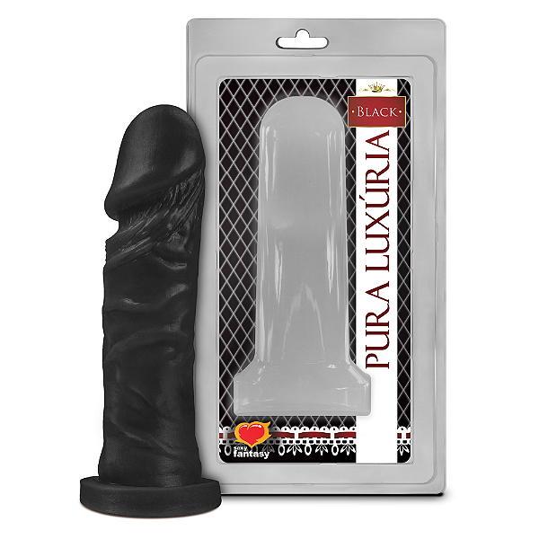 PRÓTESE REALÍSTICA EM SILICONE 15,3 X 4CM PRETO PURA LUXÚRIA