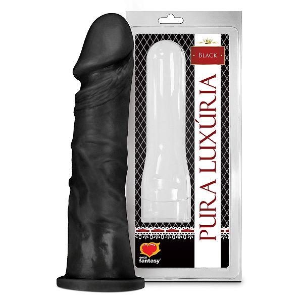 PRÓTESE REALÍSTICA EM SILICONE 18,5 X 4,2CM PRETO PURA LUXÚRIA