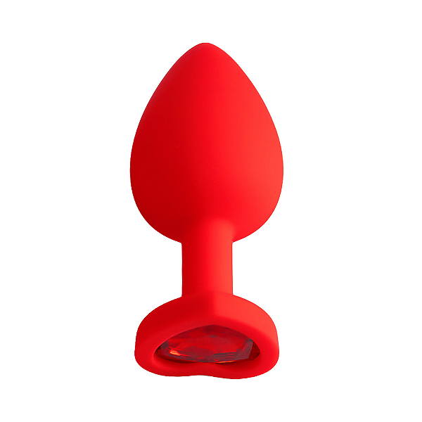 PLUG ANAL DILATADOR AVELUDADO G COM JOIA CORAÇÃO VERMELHO