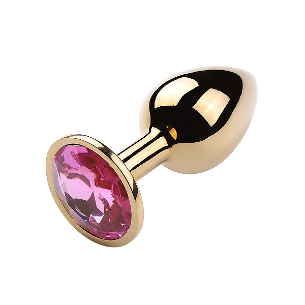 PLUG ANAL DE METAL DOURADO P COM JOIA REDONDA