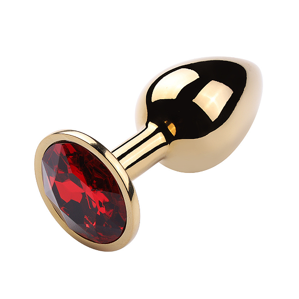 PLUG ANAL DE METAL DOURADO G COM JOIA REDONDA