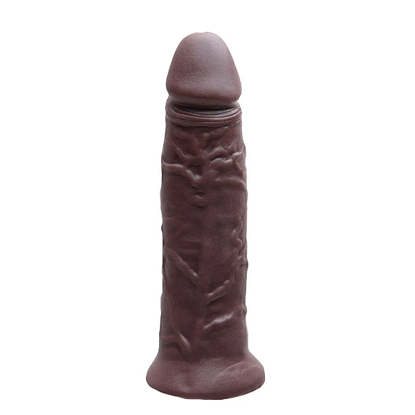 PRÓTESE REALÍSTICA EM SILICONE 14 X 3,4CM MARROM PRAZER E CIA