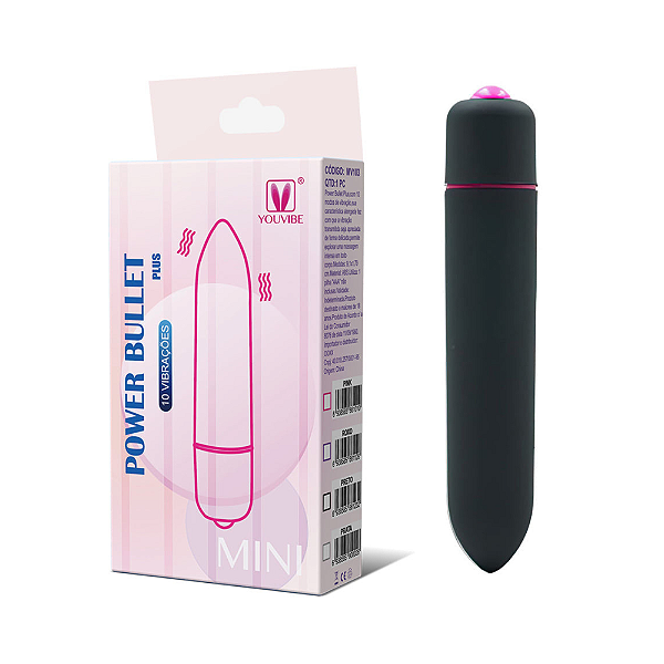 VIBRADOR CÁPSULA AVELUDADA COM 10 MODOS DE VIBRAÇÃO POWER BULLET PRETO
