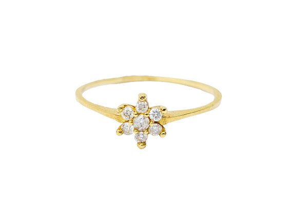 Anel chuveiro ouro amarelo com diamantes aro 14