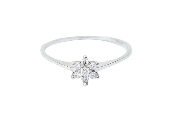 Anel ouro branco e diamantes aro 19