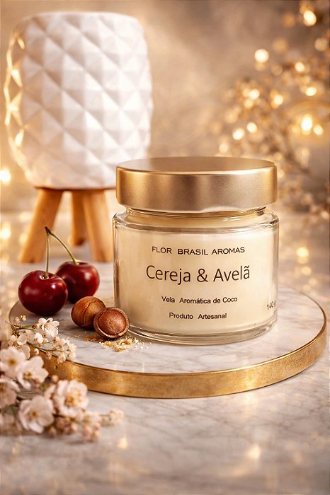 Vela Aromática Cereja & Avelã- Perfuma Marcante e Sofisticado 140gr