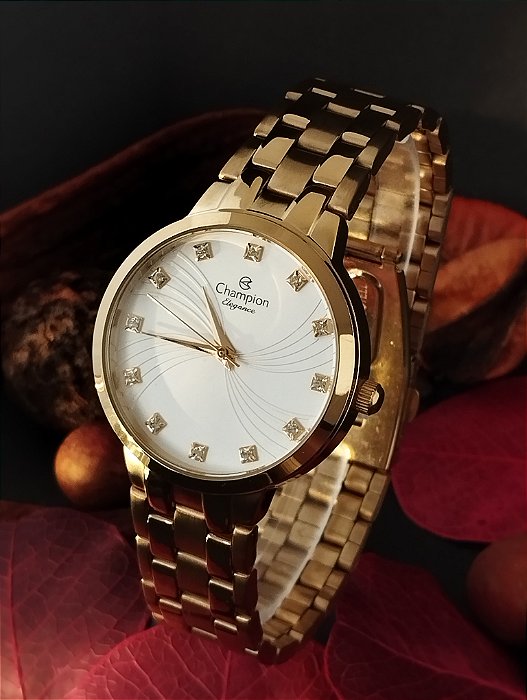 Relógio Champion Feminino Cn24084h Casual Dourado