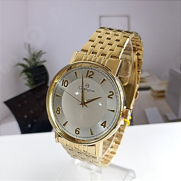 Relógio Feminino Champion Analógico Pulseira De Aço Dourado CN29481H