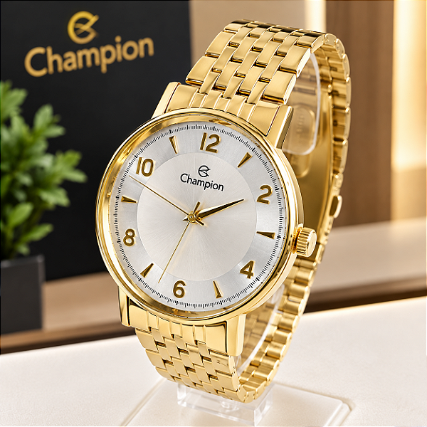Relógio Feminino Champion Analógico Pulseira De Aço Dourado CN29481H