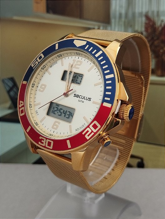 Relógio Masculino Seculus Anadig Dourado 20883GPSVDA3