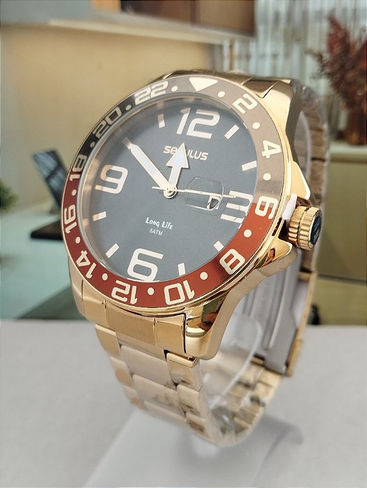 Relógio Seculus Masculino Dourado Analógico 44012GPSVDA2
