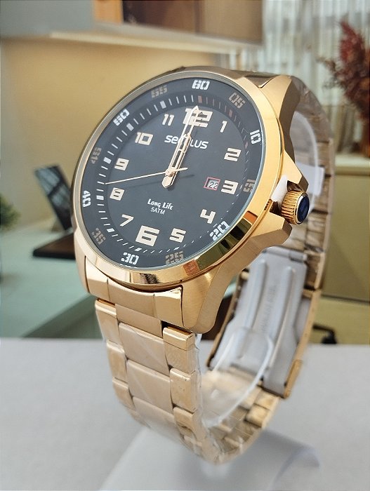 Relógio Masculino Seculus Analógico Dourado 44011GPSVDA3