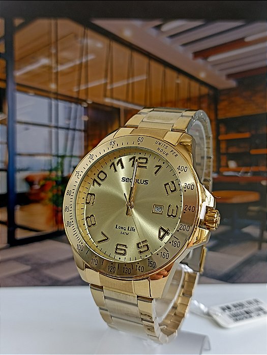 Relógio Seculus Masculino Dourado 20854GPSVDA2