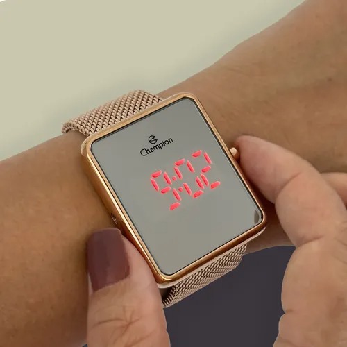 Relógio Feminino Champion Digital Espelhado Rose CH40080X