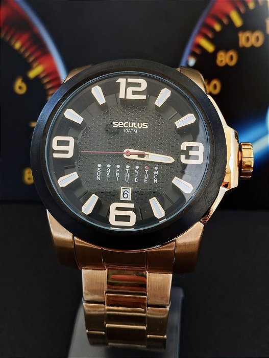 Relogio Seculus Dourado Masculino Moderno 44080gpsvha2