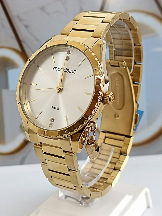 Relógio Feminino Moderno Dourado - 32453LPMVDE1