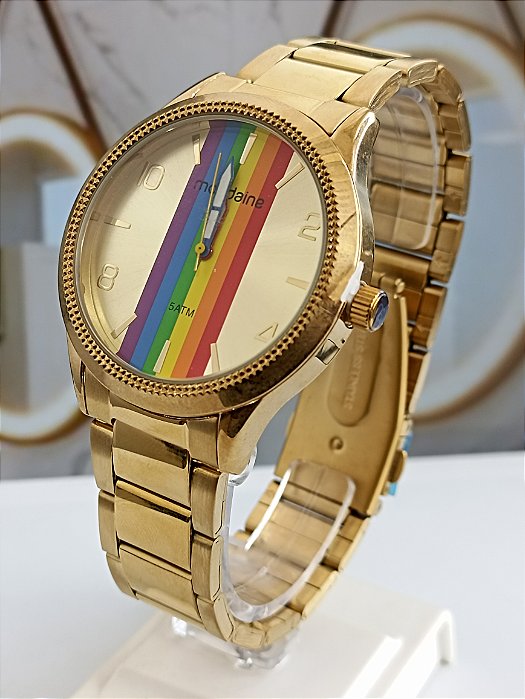 Relógio Mondaine Analogico Dourado 32556lpmde1