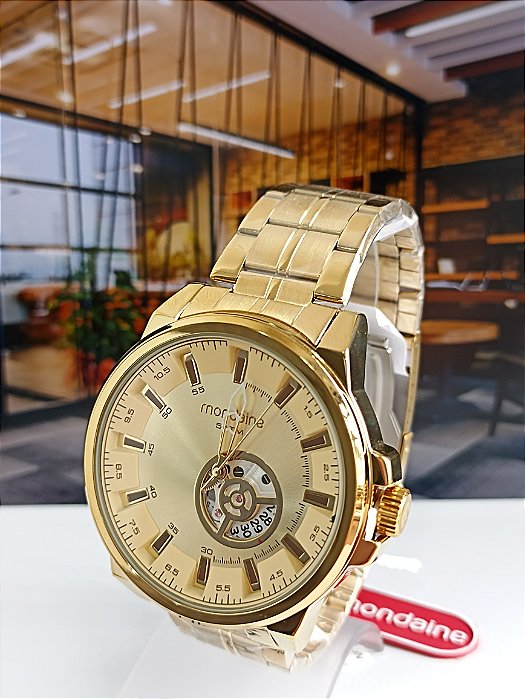 Relógio Masculino Mondaine Dourado com Calendário 32543GPMVDE1