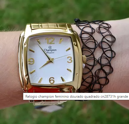 Relogio champion feminino dourado quadrado cn28731h