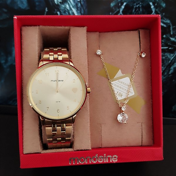 Relógio Mondaine Feminino Dourado 32596LPMKDE1