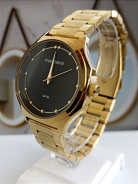 Relógio Feminino Caixa Facetada Dourado Referência: 32477LPMVDE2