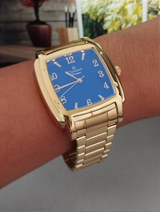 Relógio Champion  Analógico Dourado Quadrado CH24553A