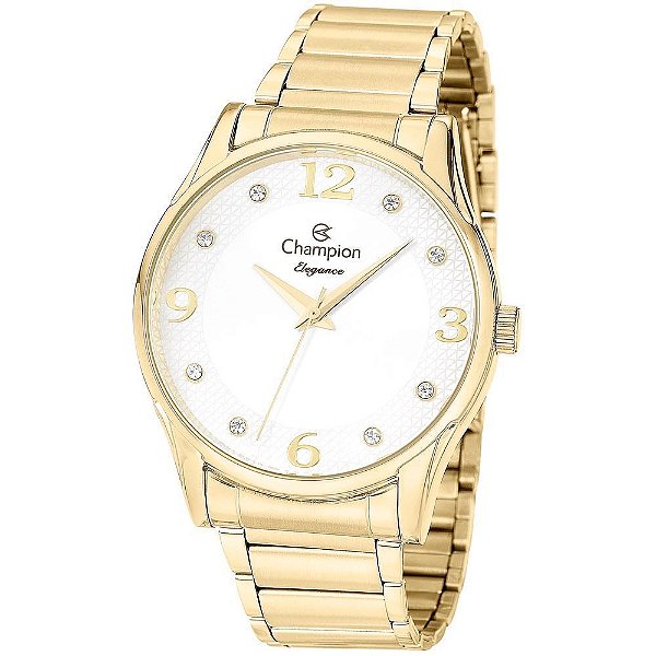 Relógio Champion Ponteiro Dourado com Zircônia CN26215H