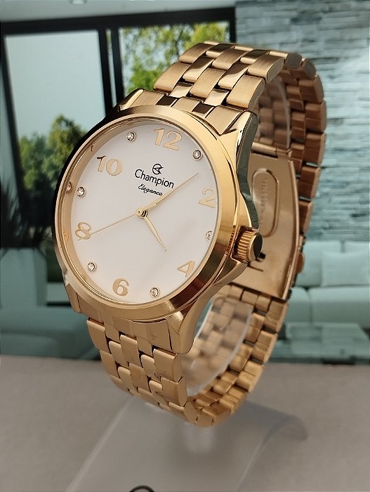 Relógio Champion Elegance CN26260H Feminino de aço Dourado