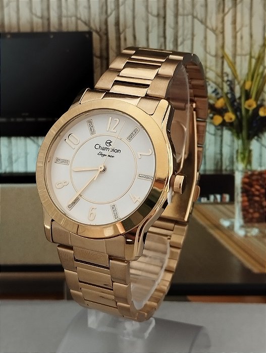 Relógio Champion Feminino Elegance Dourado Cn26420h