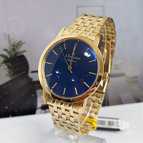 RELÓGIO CHAMPION FEMININO DOURADO CAIXA AZUL CN27732P