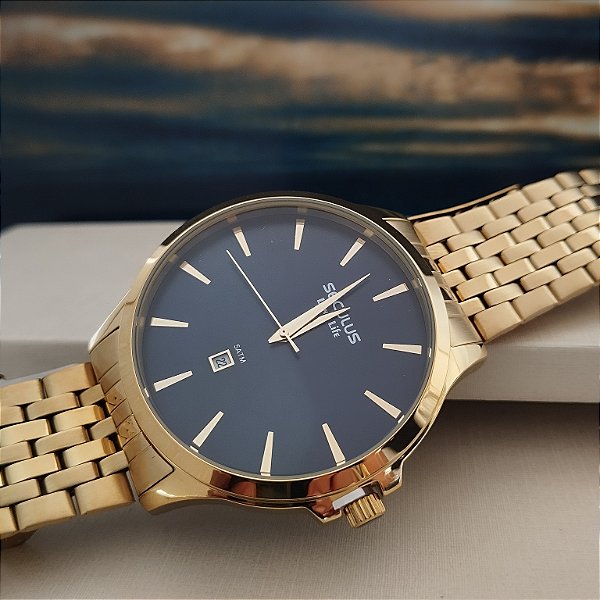 Relógio Dourado Masculino Seculus 44214GPSVDA3
