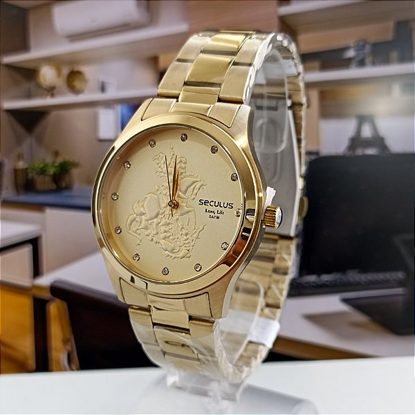 Relógio Seculus Feminino Dourado 44155LPSKDA1